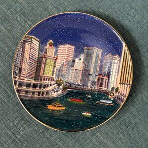 Anthropologie Holiday In The City Dessert Plate - Chicago 2025 NWT